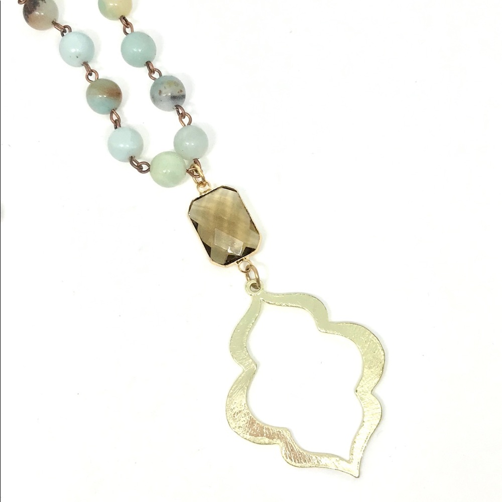 NEW 🌸💎 Amazonite and crystal pendant necklace - Picture 4 of 4